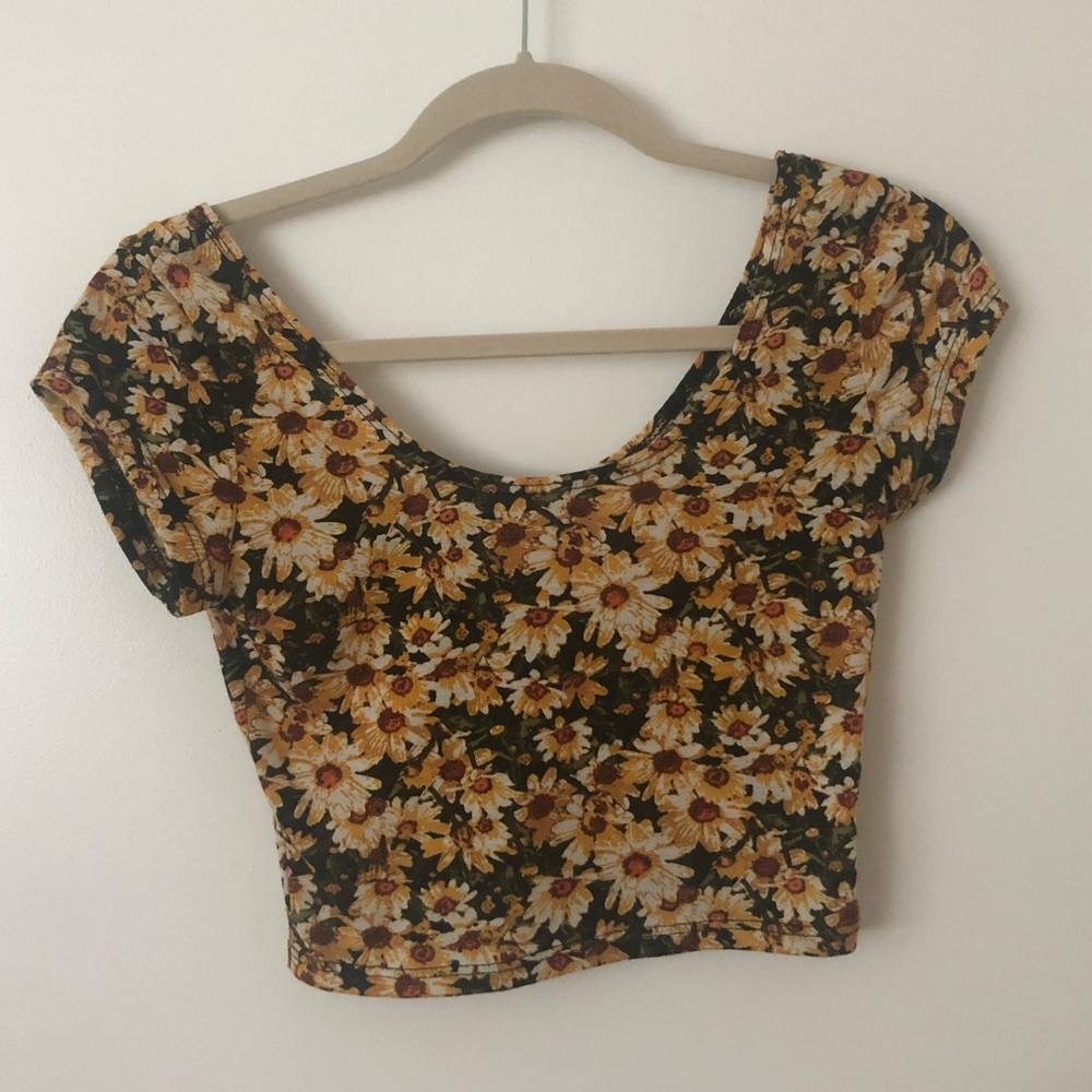 Sunflower floral yellow crop top